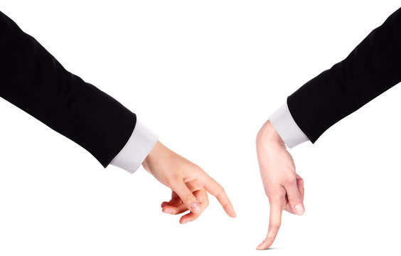 Businessman's  finger pointing or touching