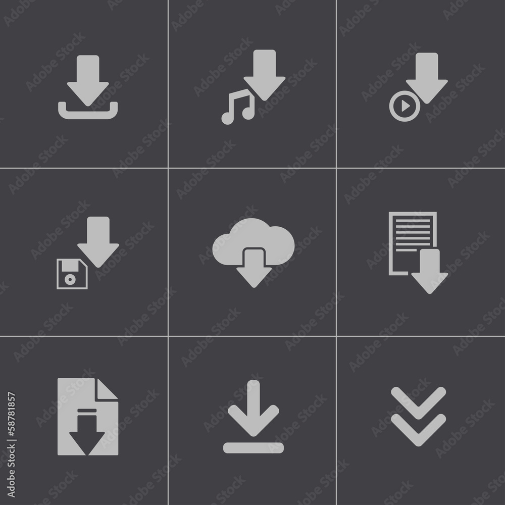 Canvas Prints vector black download icons set