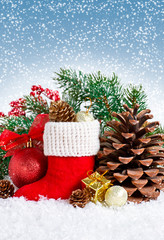 Christmas card with Santa's boot