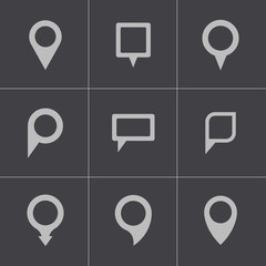 Vector black map pointer icons set