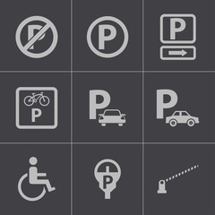 Vector black parking icons set