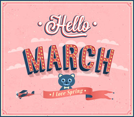 Hello march typographic design. - 58782073