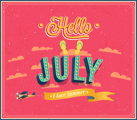 Hello july typographic design. - 58782079
