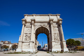 Fototapeta na wymiar Triumphal arc Porte d Aix (circa 1839). Marseilles, France