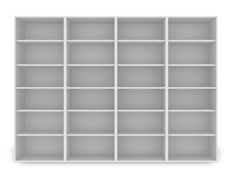 3d white empty shelf