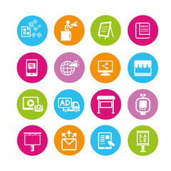 marketing icons set, shopping buttons