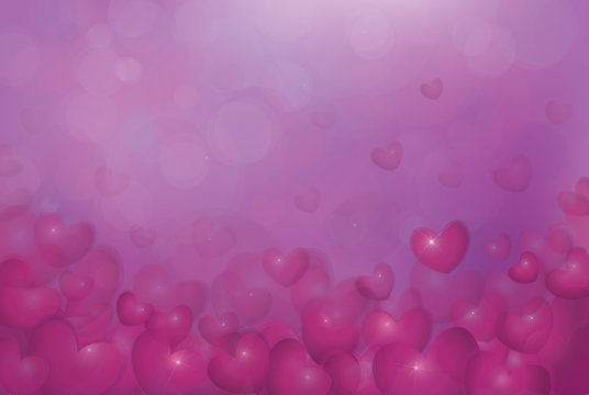 Vector violet background with hearts.