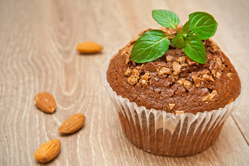 Chocolate muffin with mint