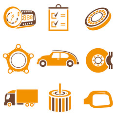 auto icons set, orange theme