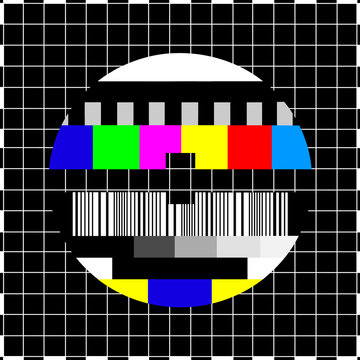 Mire de t&eacute;l&eacute;vision multicolore vintage, probl&egrave;me de signal sur un &eacute;cran TV