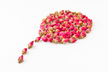 Dried herbal tea rose flower buds