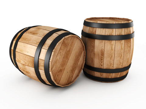 Two wooden barrels