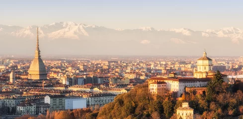 Foto auf Leinwand Turin (Torino), panorama at sunset © Marco Saracco