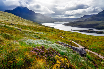 Scenic view of the lake and mountains, Inverpolly, Scotland - 58788635