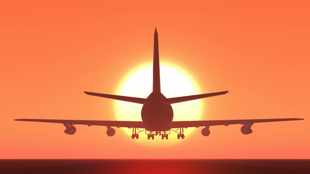 Plane take off sunset sunrise