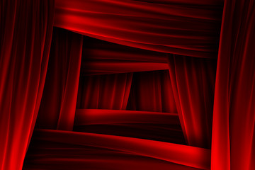 Red curtain frame illusion - 58789438