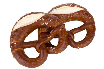 Two Pretzel on white background