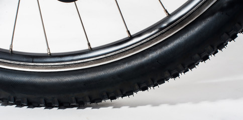 bicycle wheel on white background