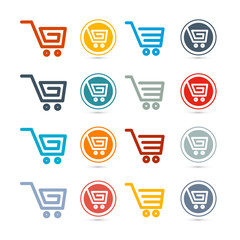 Shopping Cart, Basket, Web Symbols, Icons Set