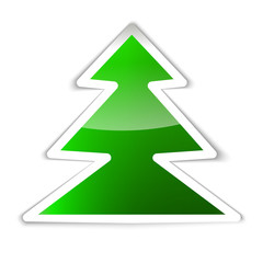 Green Glossy Christmas tree isolated on white background