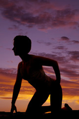 swimsuit woman silhouette kneel
