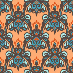 Ethnic damask seamless vector pattern
