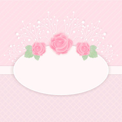 Pastel pink card with rose flowers vector template