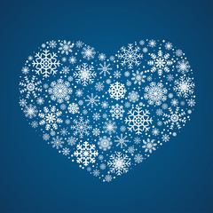 Vector frosty snowflakes in heart shape