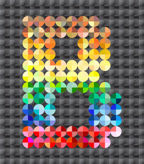 Alphabet of colorful mosaic, letter B.