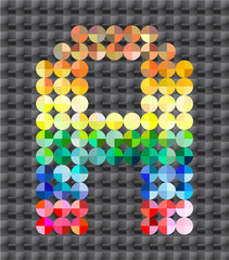 Alphabet of colorful mosaic, letter A.
