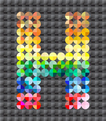 Alphabet of colorful mosaic, letter H.