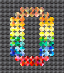 Alphabet of colorful mosaic, letter O.