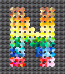 Alphabet of colorful mosaic, letter N.