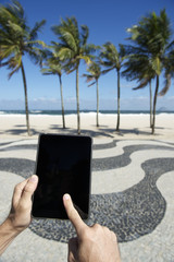 Traveling Tourist Using Tablet in Rio de Janeiro Brazil