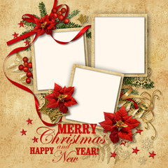 Christmas nice vintage background with frame for family