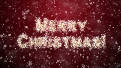 Inscription Merry Christmas from snowflakes with snow and stars - Powered by Adobe