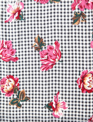 houndstooth floral fabric from 70s