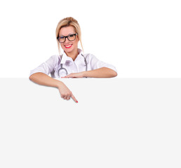 doctor pointing to poster