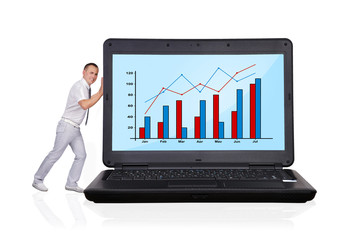laptop with business chart