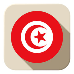 Tunisia Flag Button Icon Modern