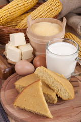 example of healthy food, corn bread baked in the traditional way