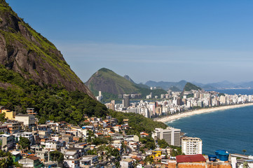 Naklejka na ściany i meble Aerial view of Ipanema beach from Vidigal in Rio de Janeiro