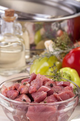 sliced fresh pork ready to cook stew
