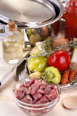 sliced fresh pork ready to cook stew