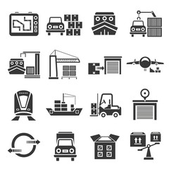 shipping icon set, transportation icons