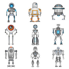 robot icons, color robot set