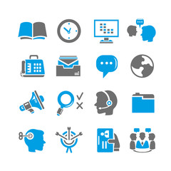 business and office icon set, blue theme