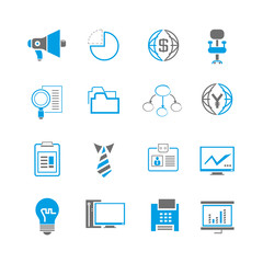 office and business icon set, blue theme