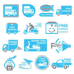 free shipping label set, icons