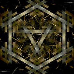 Fototapeta premium Abstract metal gold fractal hexagon in black background
